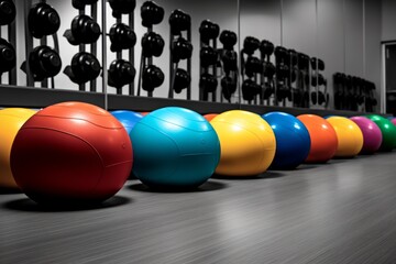 Medicine Balls in a Functional Training Area in a gym fitness club