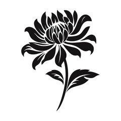 An Aster Flower Silhouette Vector isolated on a white background