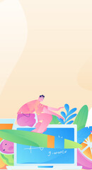 24 Solar Terms, Great Heat Character Flat Vector Concept Operation Hand Drawn Illustration
