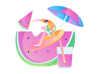 24 Solar Terms, Great Heat Character Flat Vector Concept Operation Hand Drawn Illustration
