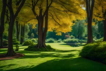 tranquil panoramic scenery in a beautiful park