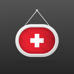 Obraz premium National flag of Switzerland. Banner national flag of Switzerland. Wall plaque with flag. Gradient background. National flag of Switzerland. Vector icon