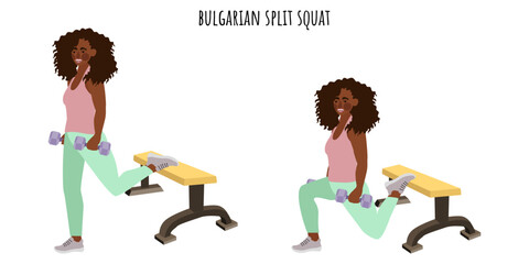 Young woman doing bulgarian split squat exercise