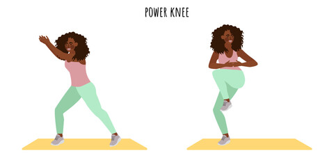 Young woman doing power knee exercise