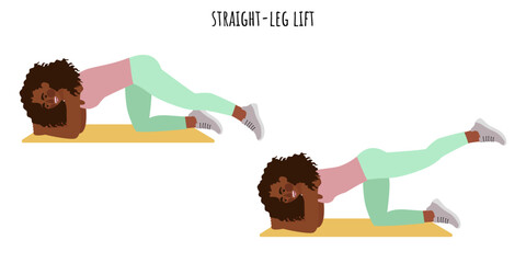 Young woman doing srtaight leg lift exercise