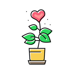 plant heart grow color icon vector. plant heart grow sign. isolated symbol illustration