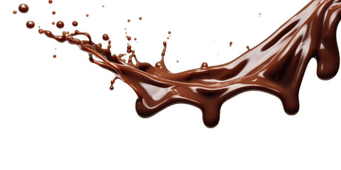 Pouring chocolate dripping isolated on transparent or white background, png - obrazy, fototapety, plakaty