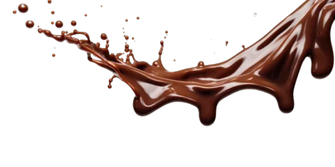 Fototapeten Pouring chocolate dripping isolated on transparent or white background, png © Stitch