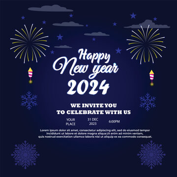 Modern new year 2024 composition with flat design .happy new year poster .
