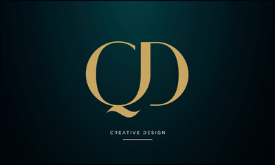 Alphabet letters QD or DQ logo monogram - obrazy, fototapety, plakaty