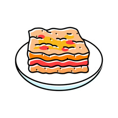 lasagna dish italian cuisine color icon vector. lasagna dish italian cuisine sign. isolated symbol illustration