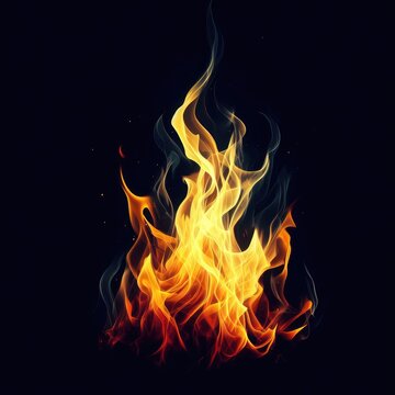 fire flames with glowing particles isolated on black background