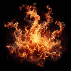 Obraz premium fire flames with glowing particles isolated on black background