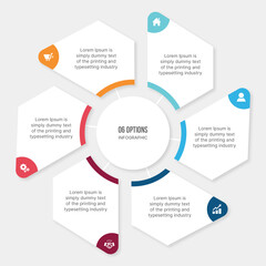 Circular Cycle Infographic Template Design With 6 Steps
