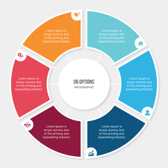 Circular Cycle Infographic Template Design With 6 Steps
