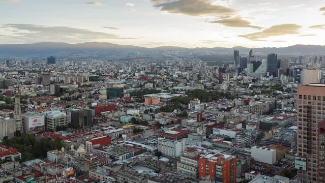 Time lapse of the Mexico City skyline from dawn to sunset to night