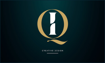 QI or IQ Alphabet letters icon logo 