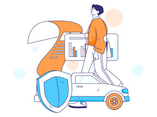 Buy insurance for car flat character vector concept operation illustration
