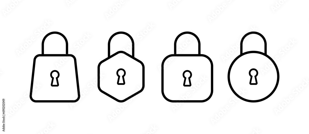 Poster lock icons for key. outline, set of locks for key icons. vector icons