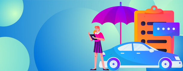 Fototapeta na wymiar Buy insurance for car flat character vector concept operation illustration 