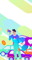 Buy insurance for car flat character vector concept operation illustration
