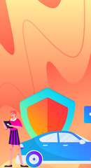 Buy insurance for car flat character vector concept operation illustration
