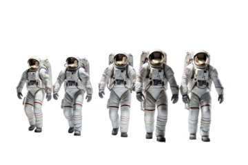 group of astronauts isolated on white background. Generative Ai.