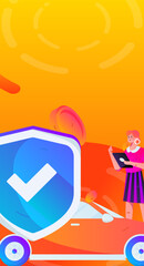 Buy insurance for car flat character vector concept operation illustration
