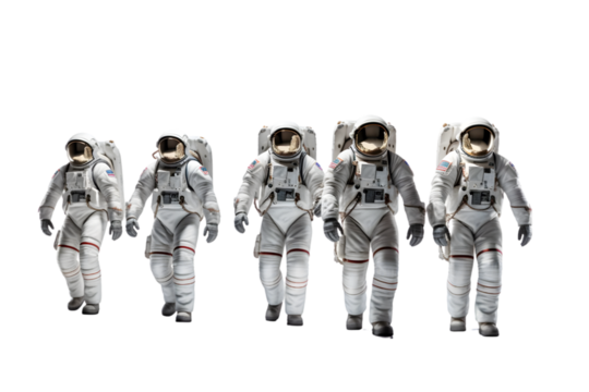 group of astronauts isolated on white background. Generative Ai.