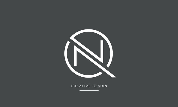 Alphabet letters QN or NQ logo monogram 