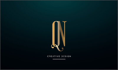 Alphabet letters QN or NQ logo monogram 