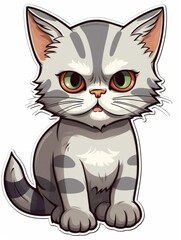 Kitten sticker in cartoon style isolated, AI