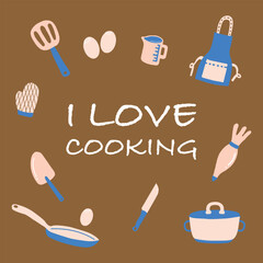 I love cooking, Kitchen tools. Kitchenware, cooking baking utensils. - 690205447