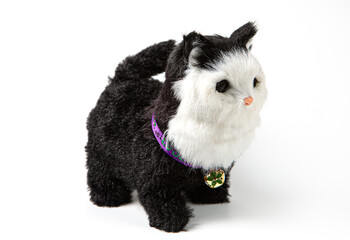 Children's toy cat on a white background.