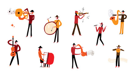 Musicians band  vector illustration , people playing musical instruments , isolated cartoon design elements  © TOPFORM