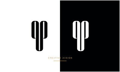 Alphabet letters QP or PQ logo monogram