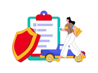 Buy insurance for car flat character vector concept operation illustration
