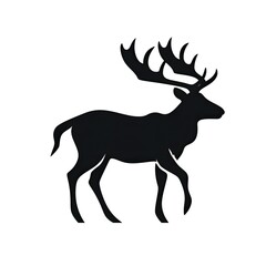 simple reindeer silhouette on white background