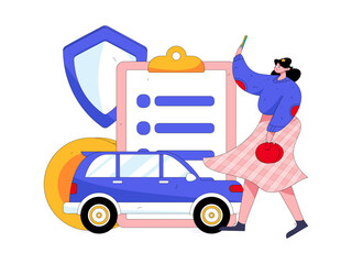 Buy insurance for car flat character vector concept operation illustration
