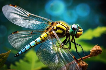Beautiful bright Dragonfly high resolution HD large format not blurry (AI Generator)