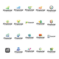 Srt of Business, money and finance icons, logos and symbols vector isolated on white background