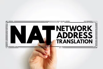 Fotobehang NAT Network Address Translation - method of mapping an IP address space into another by modifying network address information, acronym text stamp © dizain