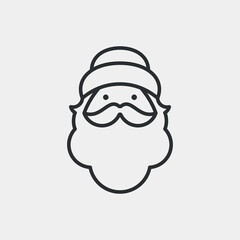 Santa Claus or Father Frost Face. Simple thin icon. Strokes are editable