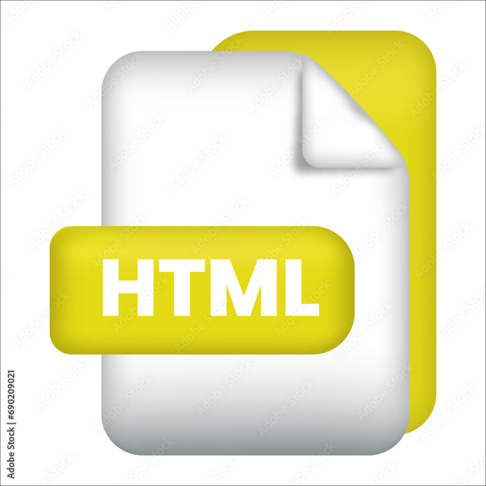 Fototapete html file format icon. html file format 3d render icon on white background. html file format documen