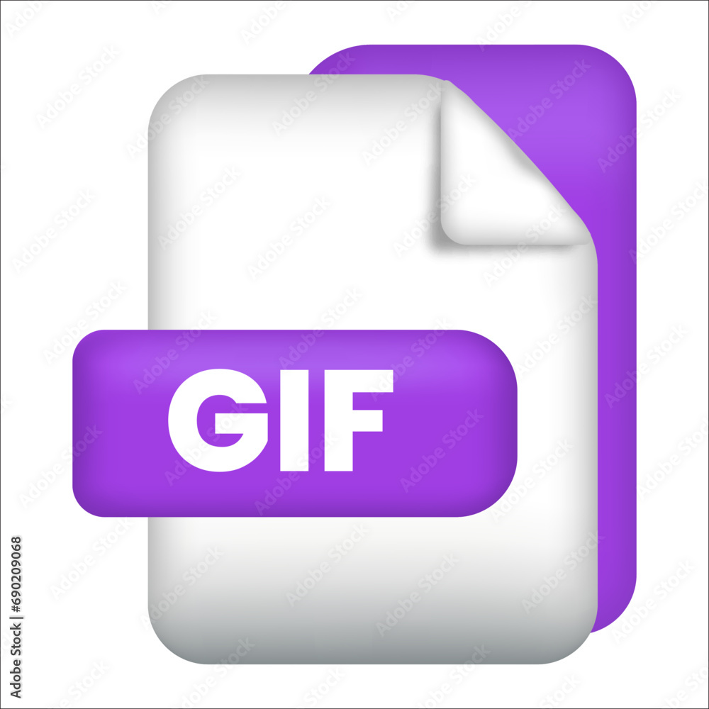Poster gif file format icon. gif file format 3d render icon on white background. gif file format document c