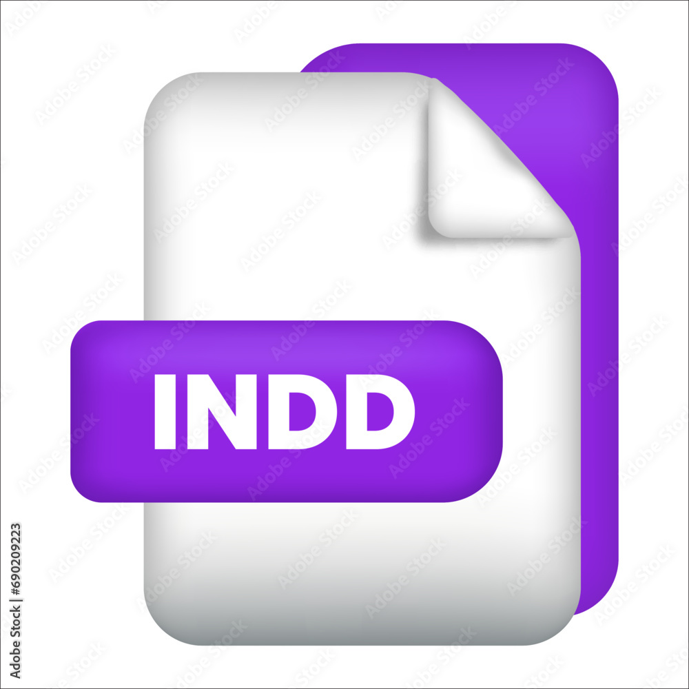 Poster indd file format icon. indd file format 3d render icon on white background. indd file format documen