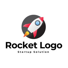 Rocket launch logo vector template. Creative rocket flight startup fly launch vector logo design