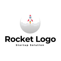 Rocket launch logo vector template. Creative rocket flight startup fly launch vector logo design
