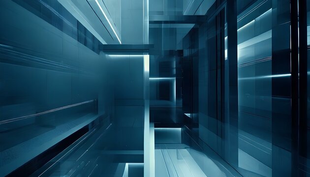 Dive into the surreal with this abstract background. Dark, blurred geometric shapes form a futuristic tapestry, enhanced by dynamic lights and shadows for a mesmerizing visual experience