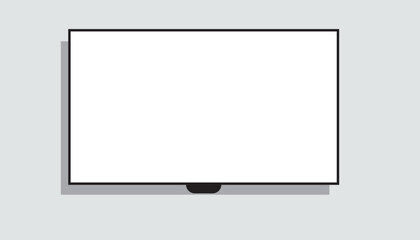 4K TV flat screen lcd or oled, plasma, realistic illustration, White blank monitor mockup. wide flatscreen monitor hanging on the wall. - obrazy, fototapety, plakaty